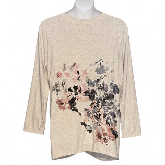 J. Jill Pure Jill Painted Floral Tunic Top Plus Sz 3X V Neck Long Sleeve Cottage - Picture 5 of 7